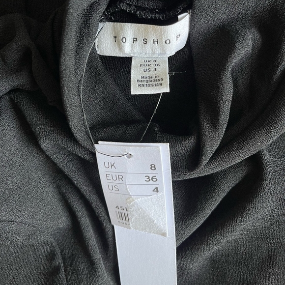 NWT Women’s Topshop Mock Neck Top Black Sheer Long Sleeve Tee Lined Blouse Top - Picture 6 of 7